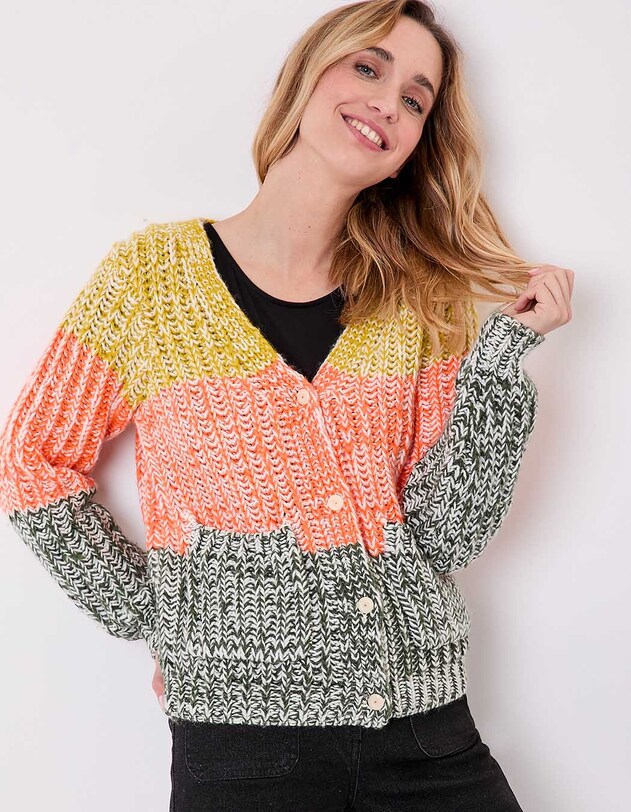 Gilet grosse maille chin&eacute;e imprim&eacute; La Fianc&eacute;e