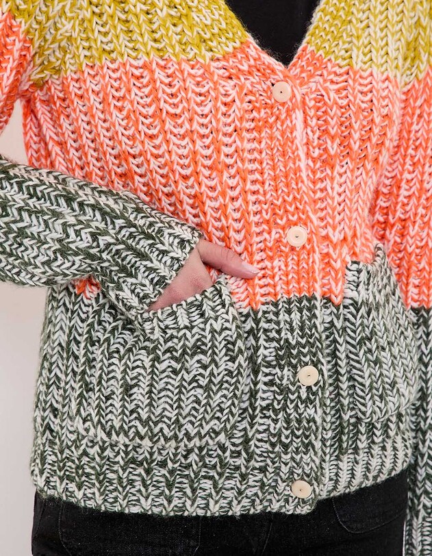 Gilet grosse maille chin&eacute;e imprim&eacute; La Fianc&eacute;e