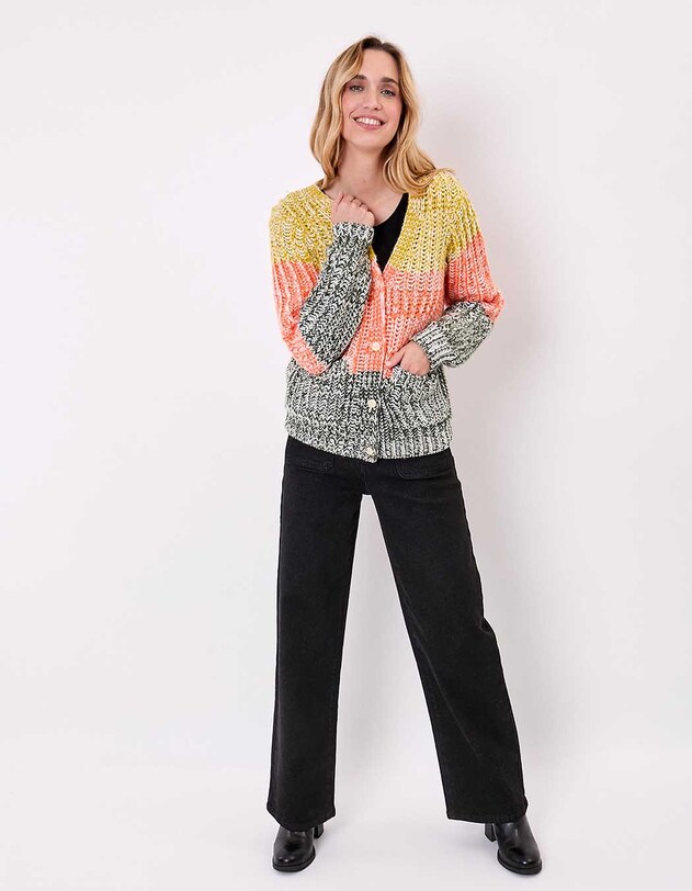 Gilet grosse maille chin&eacute;e imprim&eacute; La Fianc&eacute;e