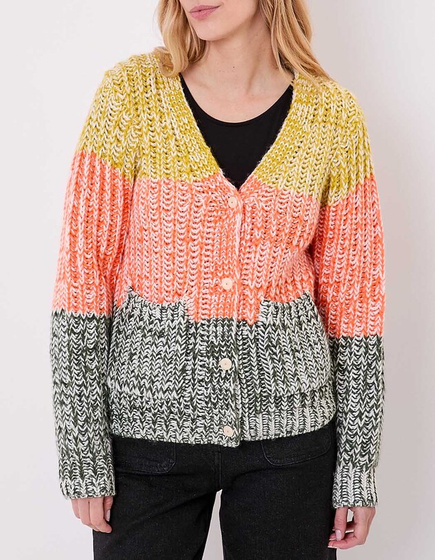 Gilet grosse maille chin&eacute;e imprim&eacute; La Fianc&eacute;e