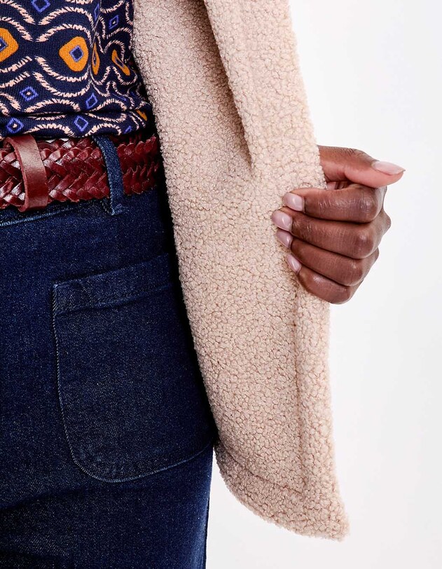 Gilet long sherpa sans manche r&eacute;versible imprim&eacute; La Fianc&eacute;e