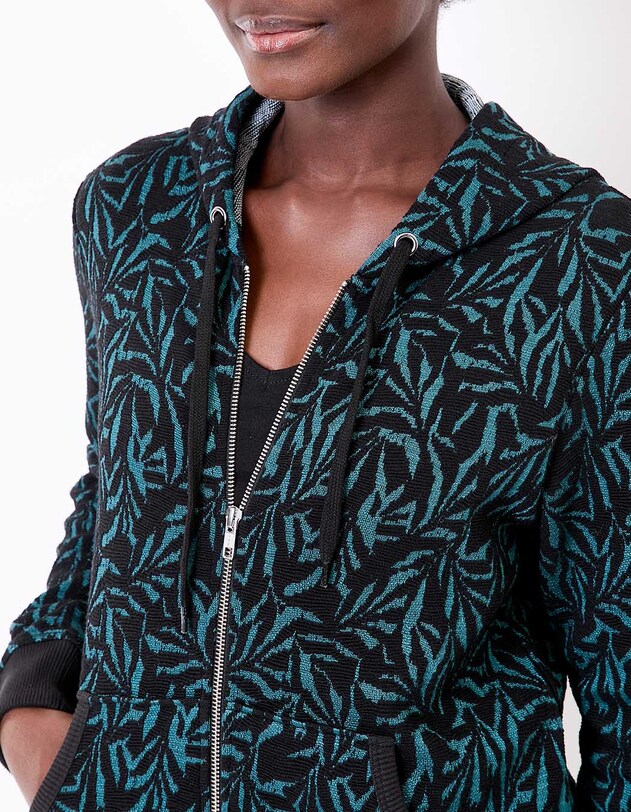 Sweat zipp&eacute; maille jacquard imprim&eacute; La Fianc&eacute;e