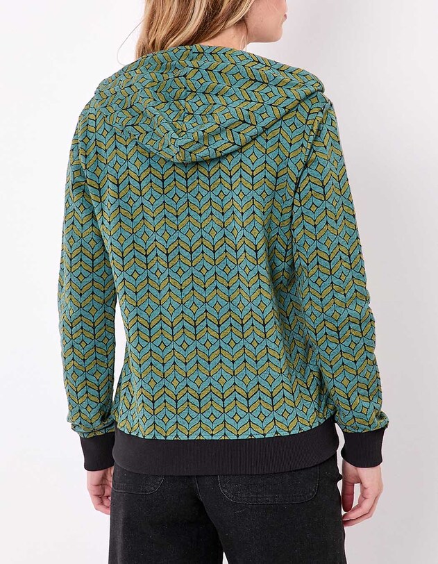 Sweat zipp&eacute; maille jacquard imprim&eacute; La Fianc&eacute;e