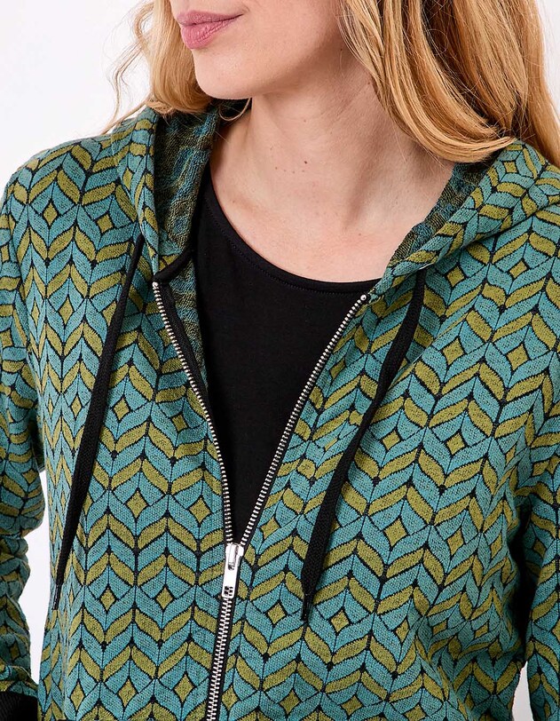 Sweat zipp&eacute; maille jacquard imprim&eacute; La Fianc&eacute;e