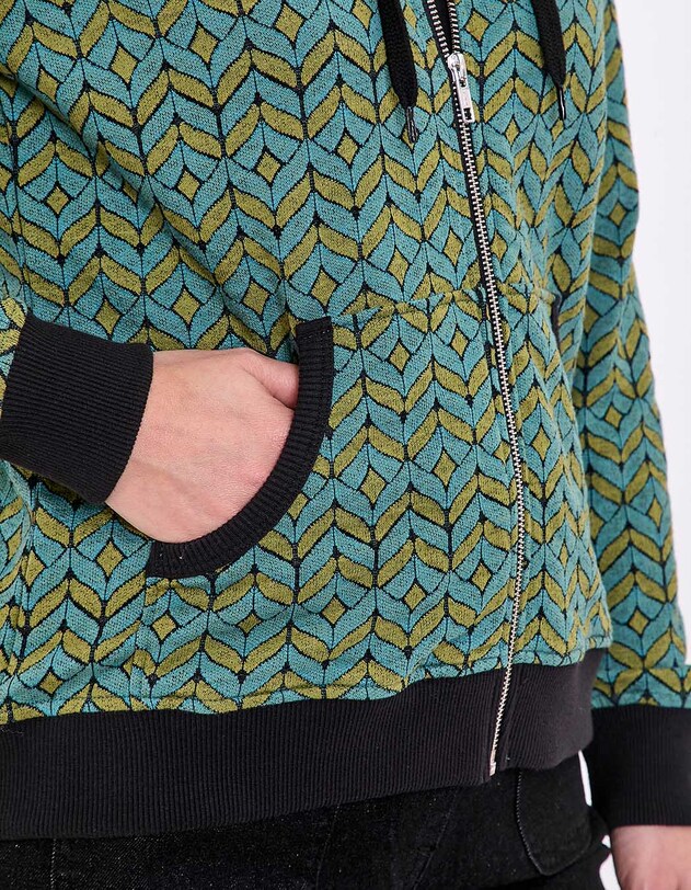 Sweat zipp&eacute; maille jacquard imprim&eacute; La Fianc&eacute;e