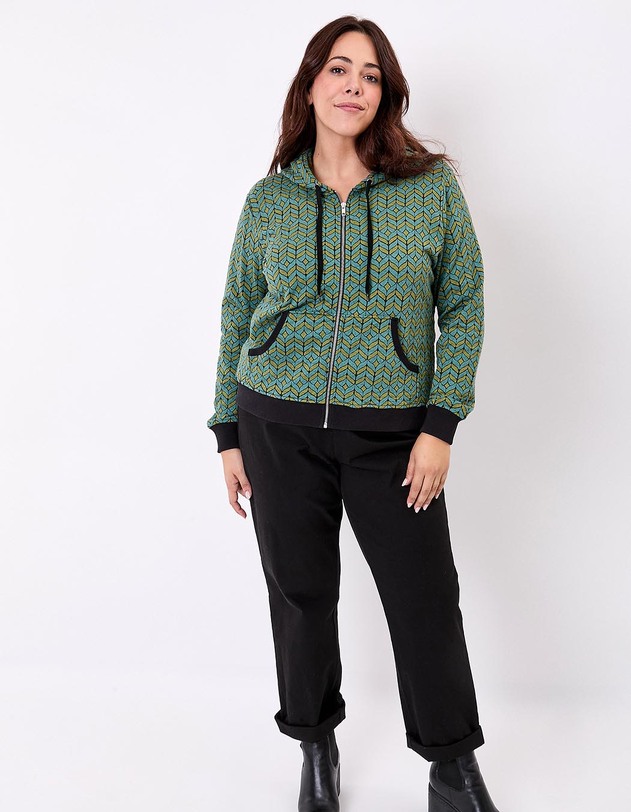 Sweat zipp&eacute; maille jacquard imprim&eacute; La Fianc&eacute;e