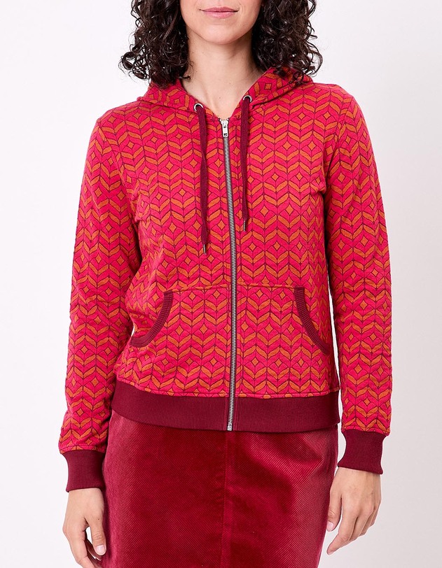 Sweat zipp&eacute; maille jacquard imprim&eacute; La Fianc&eacute;e