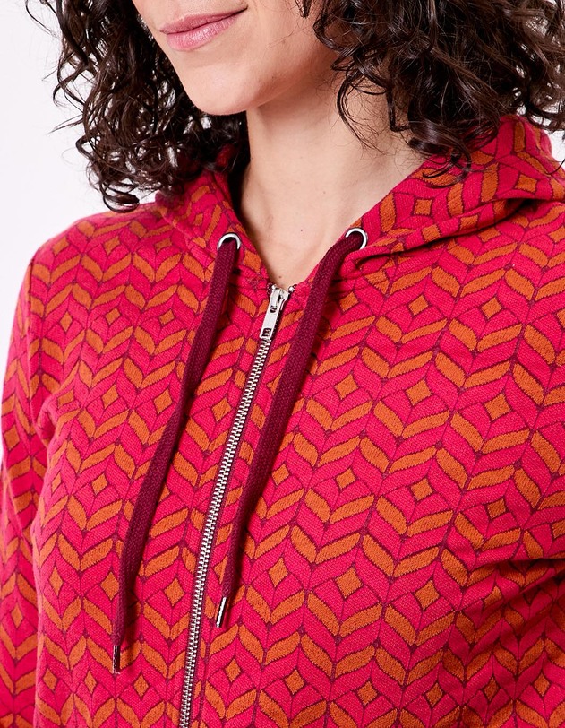 Sweat zipp&eacute; maille jacquard imprim&eacute; La Fianc&eacute;e