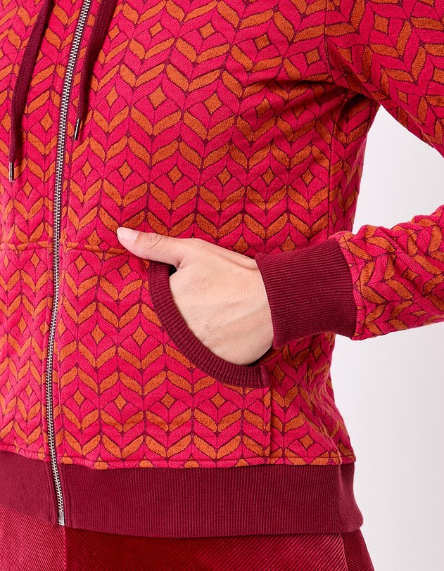 Sweat zipp&eacute; maille jacquard imprim&eacute; La Fianc&eacute;e