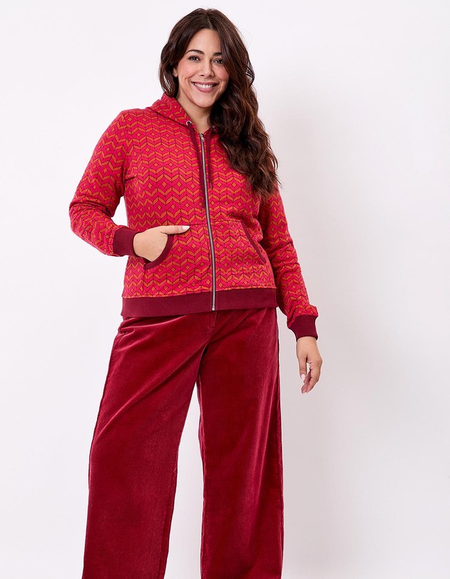 Sweat zipp&eacute; maille jacquard imprim&eacute; La Fianc&eacute;e