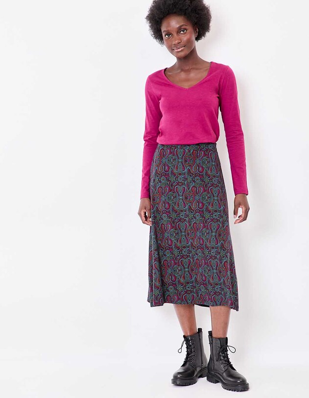 Jupe midi maille fluide imprim&eacute; La Fianc&eacute;e