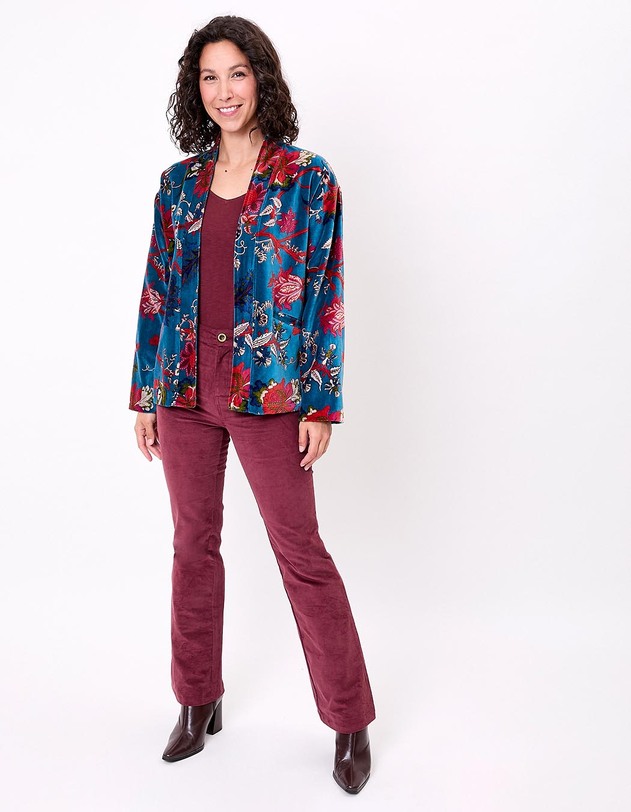 Veste Kimono velours imprim&eacute; La Fianc&eacute;e