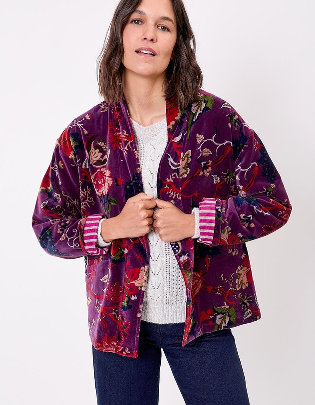 Veste Kimono velours imprim&eacute; La Fianc&eacute;e