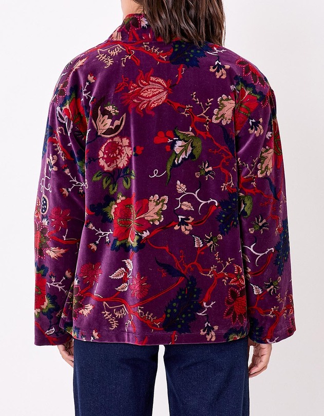 Veste Kimono velours imprim&eacute; La Fianc&eacute;e