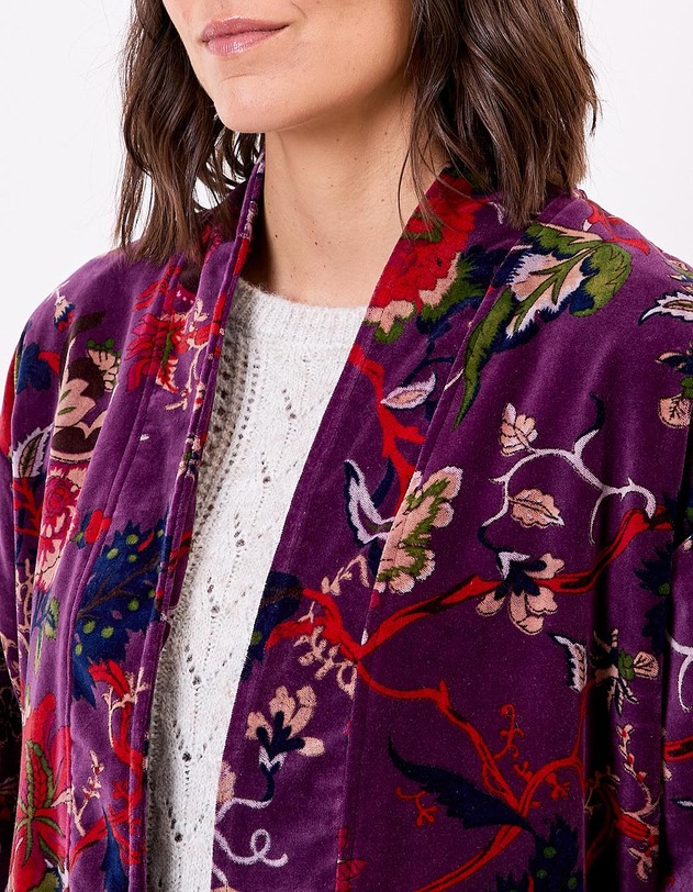 Veste Kimono velours imprim&eacute; La Fianc&eacute;e