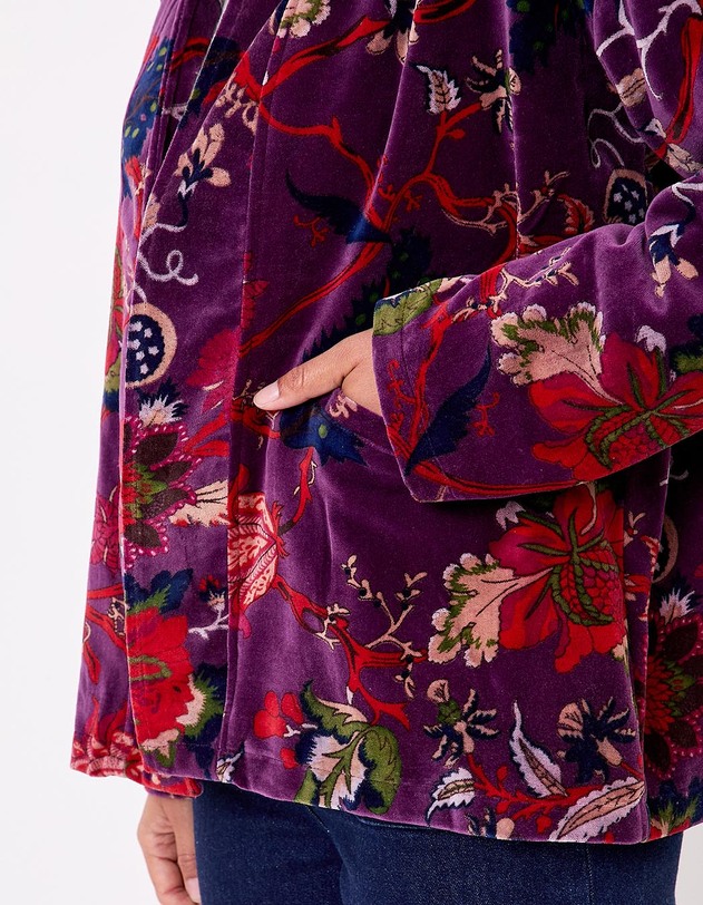Veste Kimono velours imprim&eacute; La Fianc&eacute;e