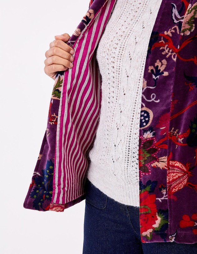 Veste Kimono velours imprim&eacute; La Fianc&eacute;e