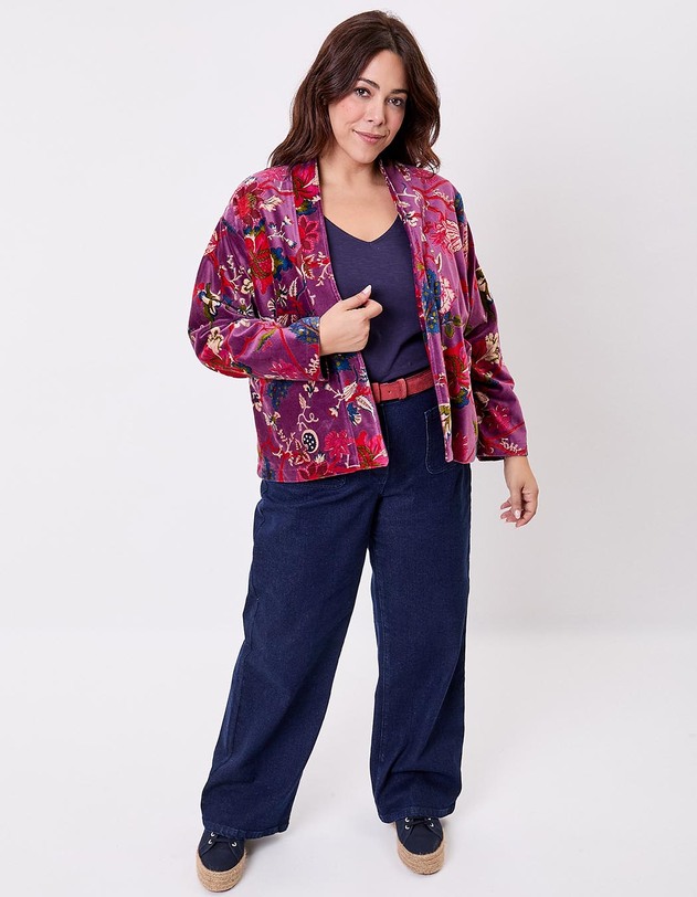 Veste Kimono velours imprim&eacute; La Fianc&eacute;e