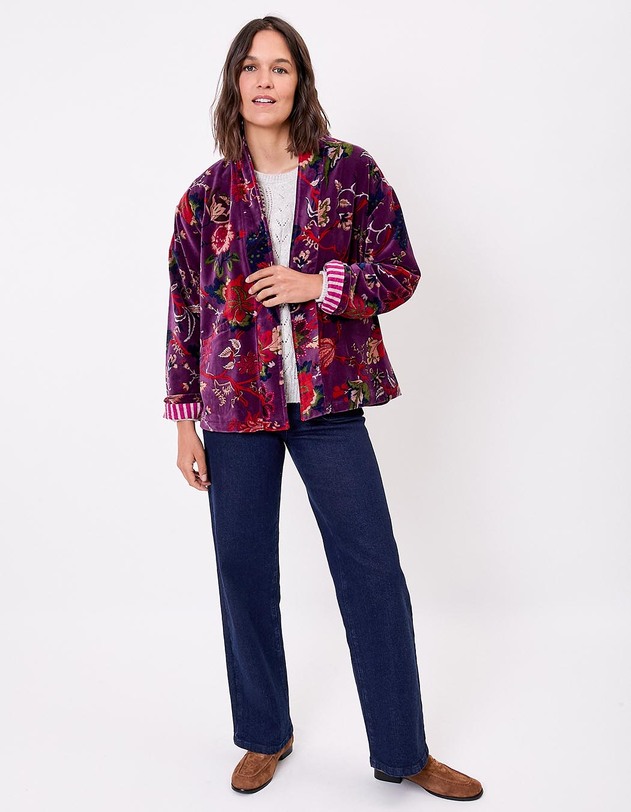 Veste Kimono velours imprim&eacute; La Fianc&eacute;e