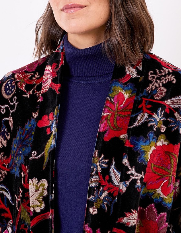 Veste Kimono velours imprim&eacute; La Fianc&eacute;e