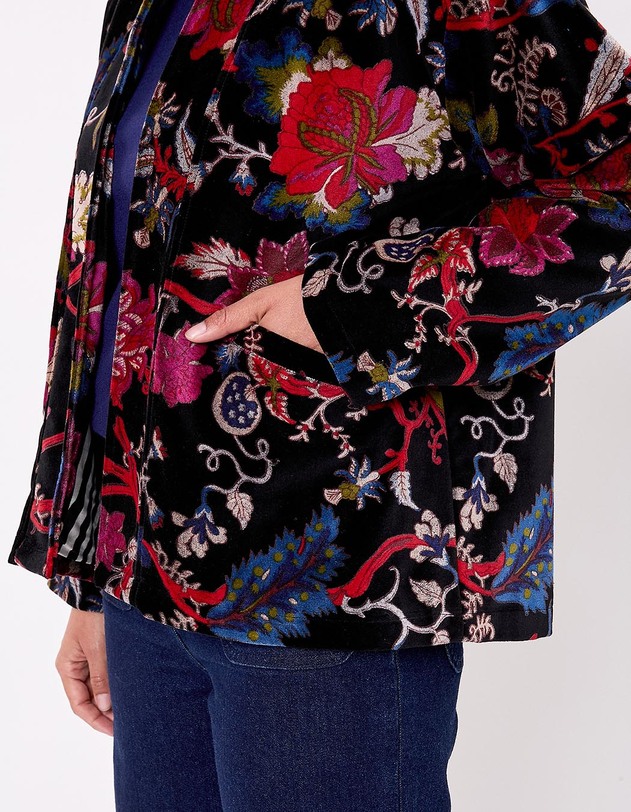 Veste Kimono velours imprim&eacute; La Fianc&eacute;e