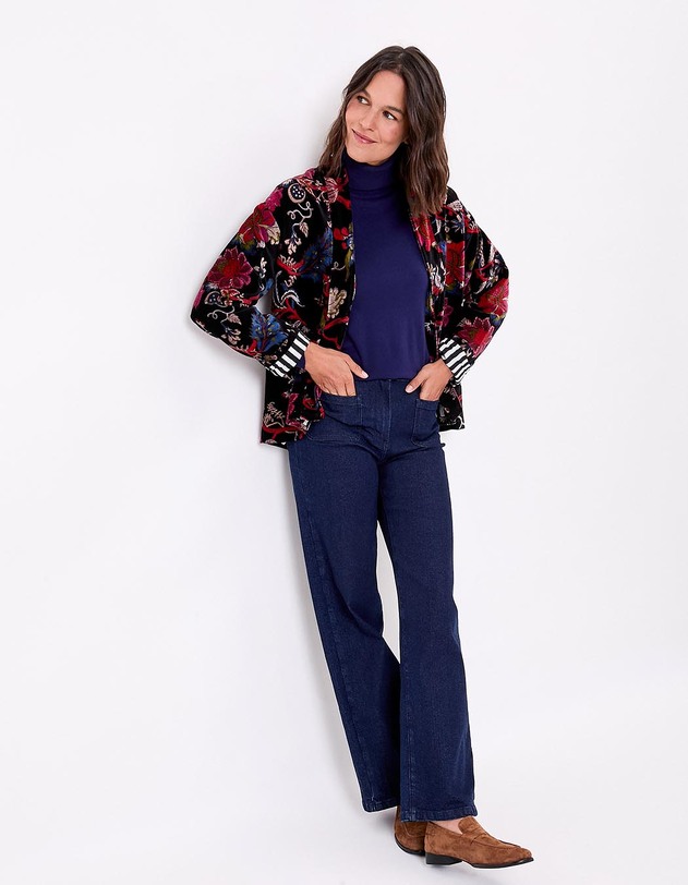 Veste Kimono velours imprim&eacute; La Fianc&eacute;e
