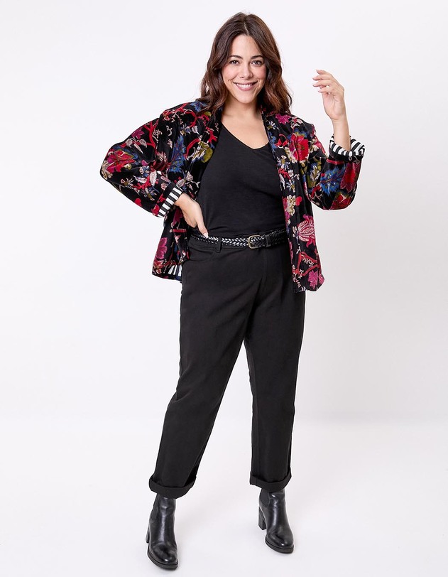 Veste Kimono velours imprim&eacute; La Fianc&eacute;e