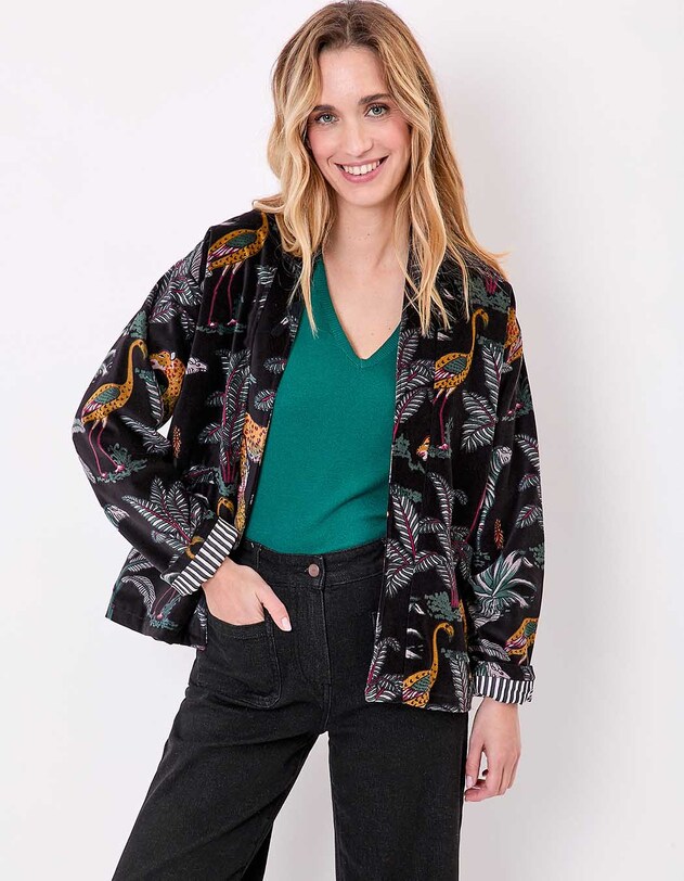 Veste Kimono velours imprim&eacute; La Fianc&eacute;e