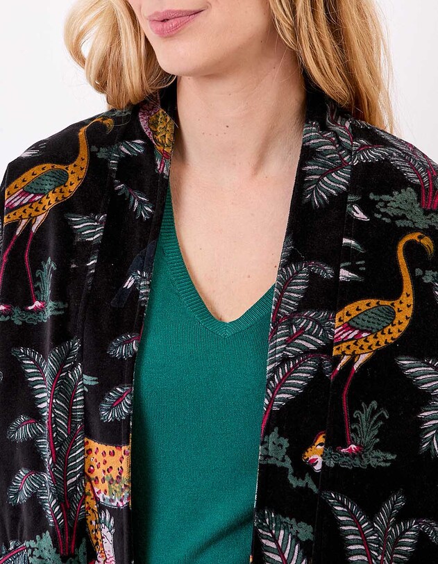 Veste Kimono velours imprim&eacute; La Fianc&eacute;e