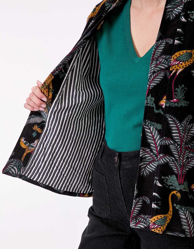 Veste Kimono velours imprim&eacute; La Fianc&eacute;e