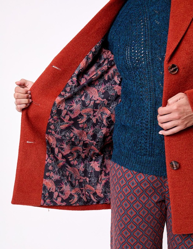 Manteau droit lainage imprim&eacute; La Fianc&eacute;e