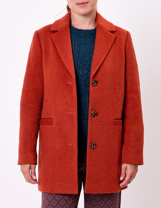 Manteau droit lainage imprim&eacute; La Fianc&eacute;e