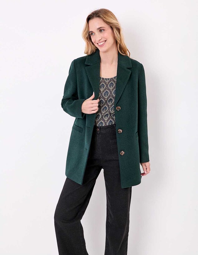 Manteau droit lainage imprim&eacute; La Fianc&eacute;e