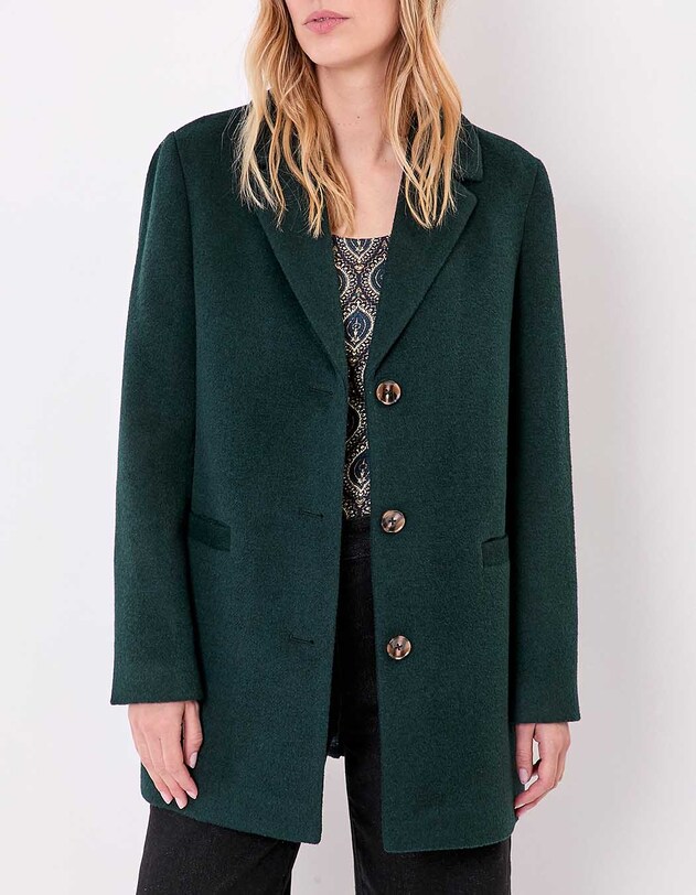 Manteau droit lainage imprim&eacute; La Fianc&eacute;e