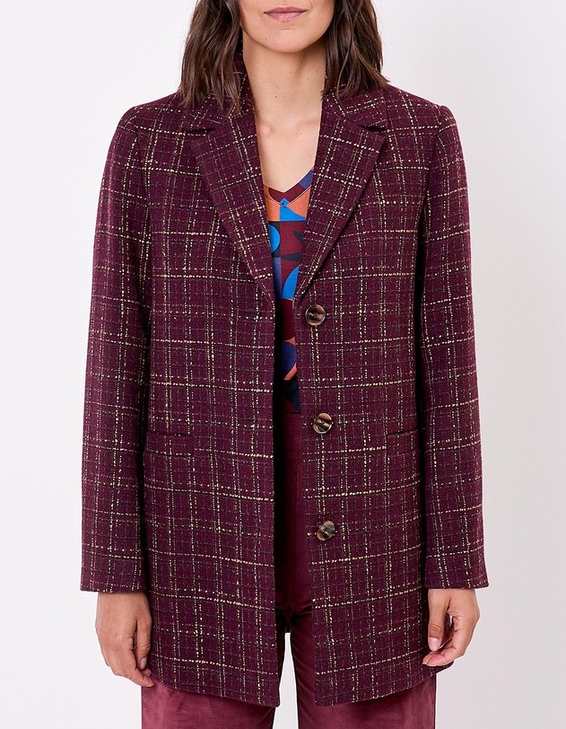 Manteau droit &agrave; carreaux imprim&eacute; La Fianc&eacute;e