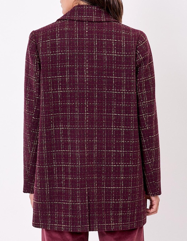 Manteau droit &agrave; carreaux imprim&eacute; La Fianc&eacute;e