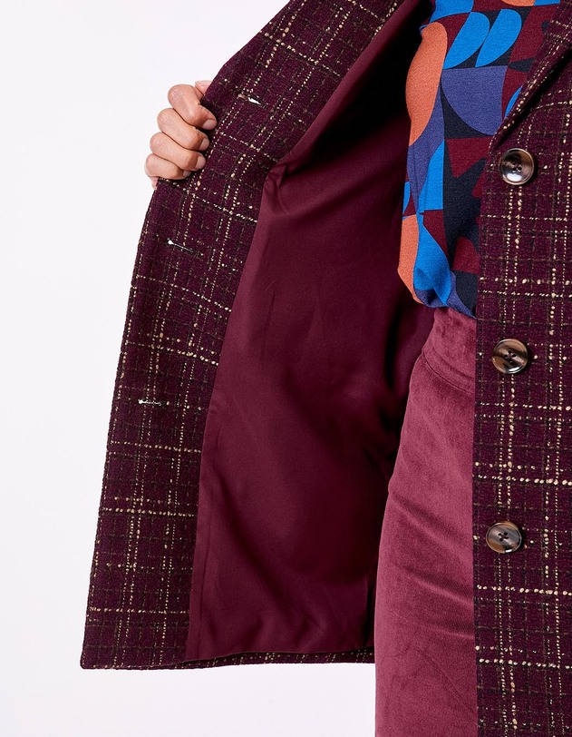 Manteau droit &agrave; carreaux imprim&eacute; La Fianc&eacute;e