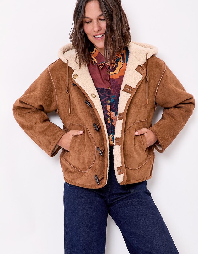Manteau su&egrave;de r&eacute;versible imprim&eacute; La Fianc&eacute;e