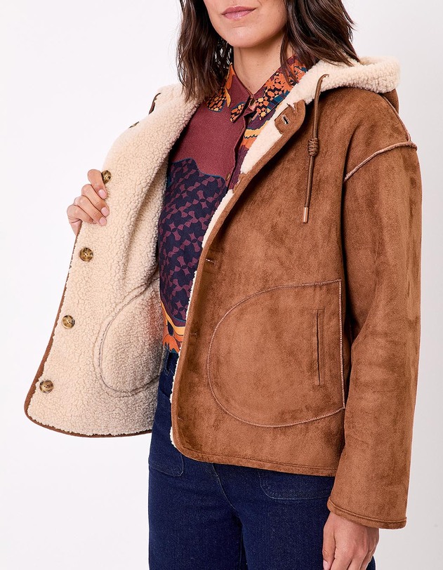 Manteau su&egrave;de r&eacute;versible imprim&eacute; La Fianc&eacute;e