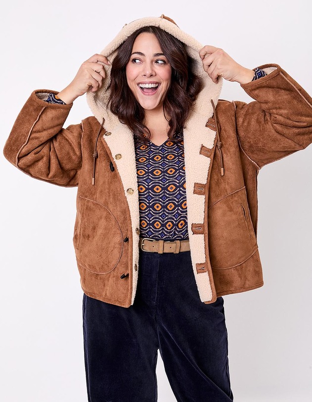 Manteau su&egrave;de r&eacute;versible imprim&eacute; La Fianc&eacute;e