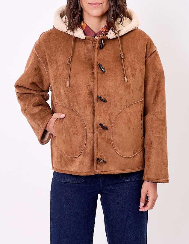 Manteau su&egrave;de r&eacute;versible imprim&eacute; La Fianc&eacute;e