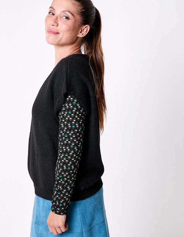Pull tricot sans manche uni imprim&eacute; La Fianc&eacute;e