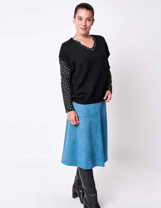 Pull tricot sans manche uni imprim&eacute; La Fianc&eacute;e