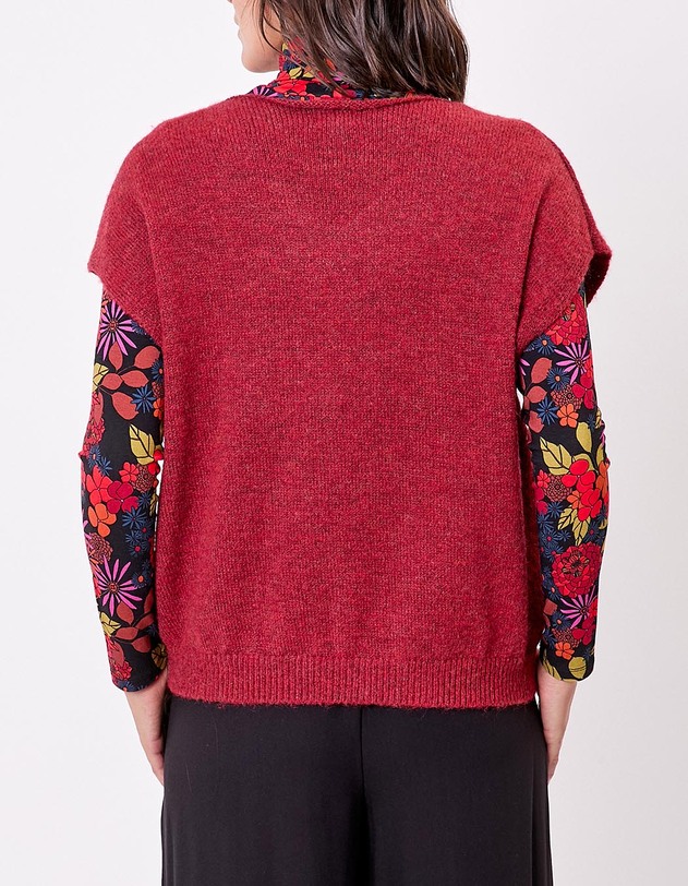 Pull tricot sans manche uni imprim&eacute; La Fianc&eacute;e