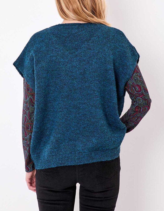 Pull tricot sans manche uni imprim&eacute; La Fianc&eacute;e