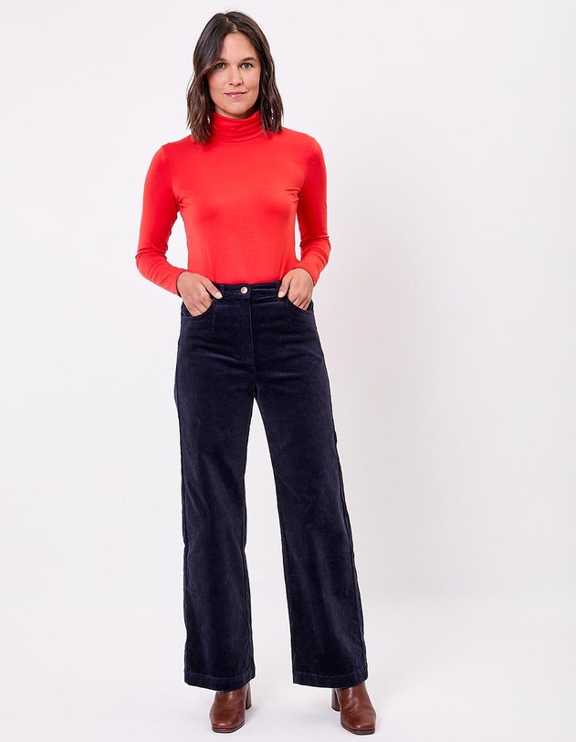 Pantalon large velours cotel&eacute; imprim&eacute; La Fianc&eacute;e