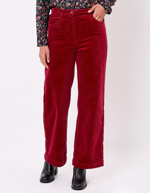 Pantalon large velours cotel&eacute; imprim&eacute; La Fianc&eacute;e