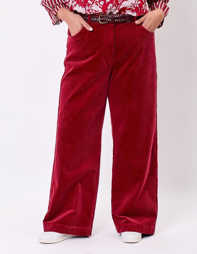 Pantalon large velours cotel&eacute; imprim&eacute; La Fianc&eacute;e