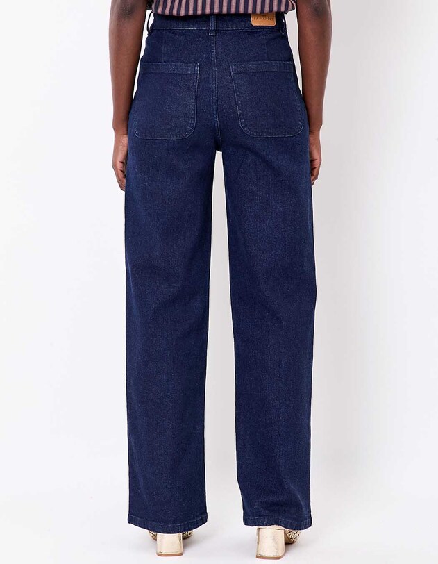 Jean large denim coton stretch imprim&eacute; La Fianc&eacute;e