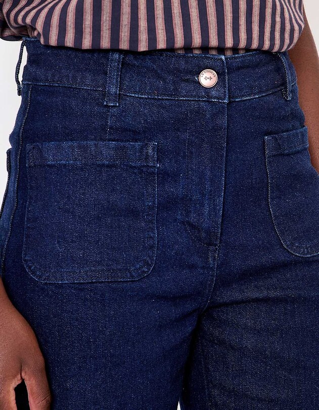 Jean large denim coton stretch imprim&eacute; La Fianc&eacute;e